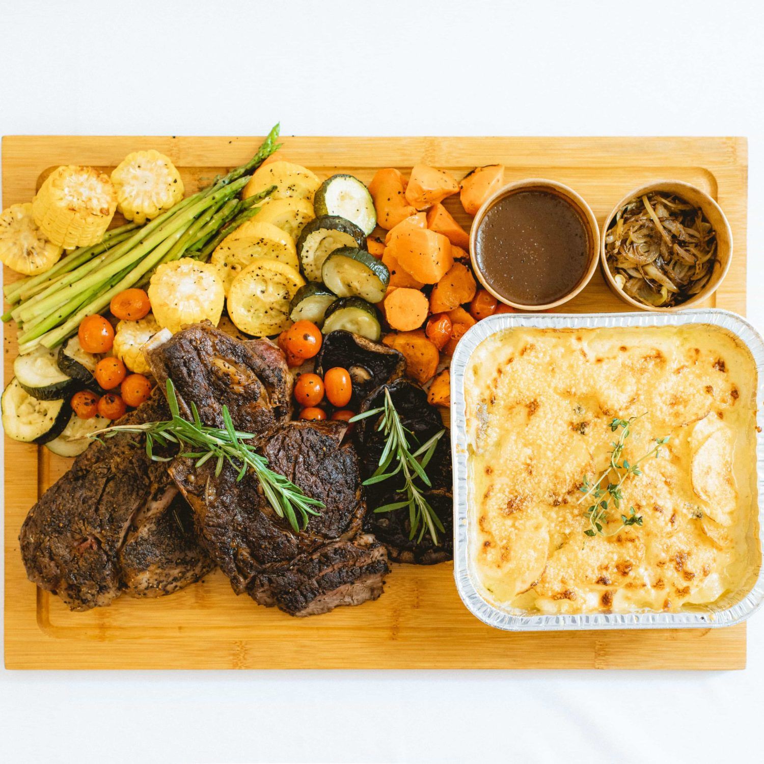 Angus prime rib roast platter with sides, ideal for parties and festive meals in Singapore