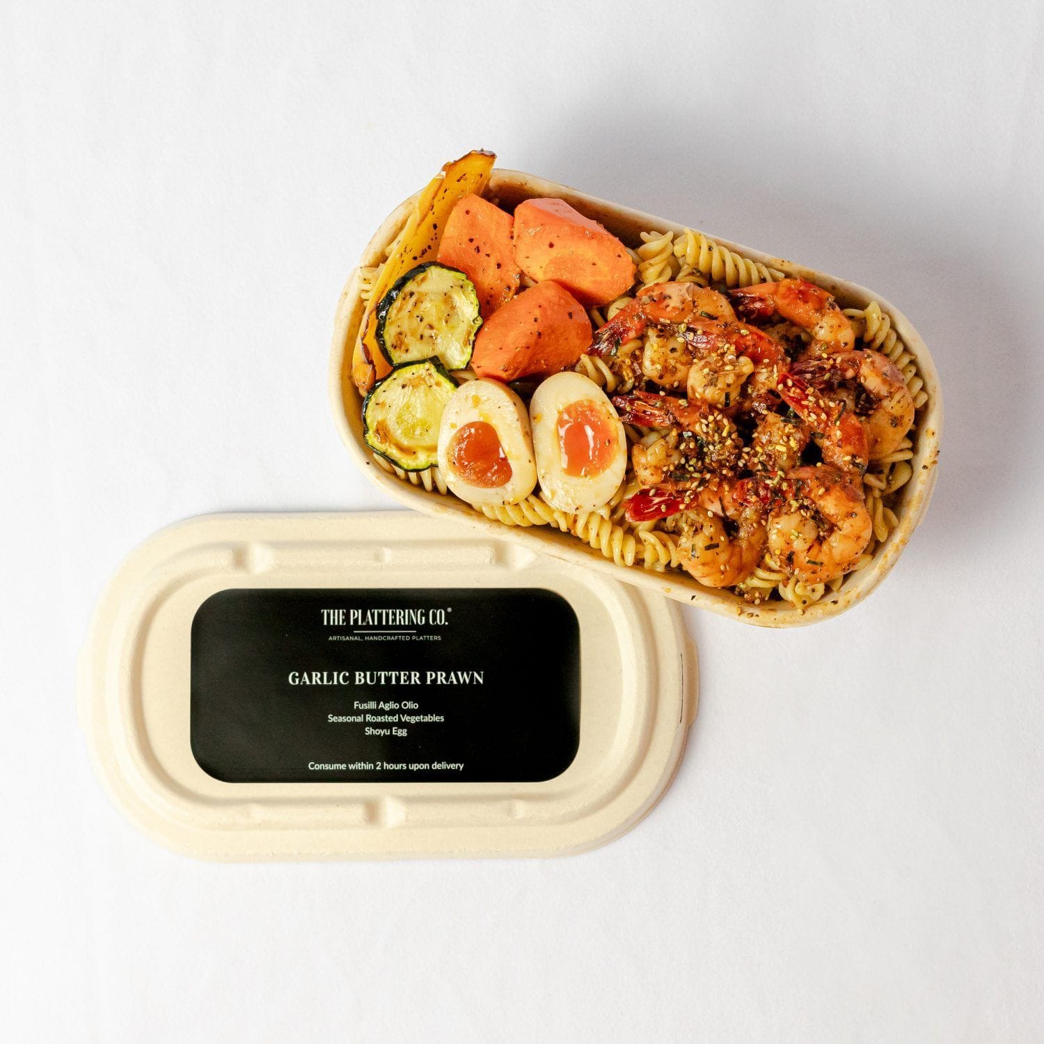 Garlic Butter Prawn with Fusilli Aglio Olio Bowl