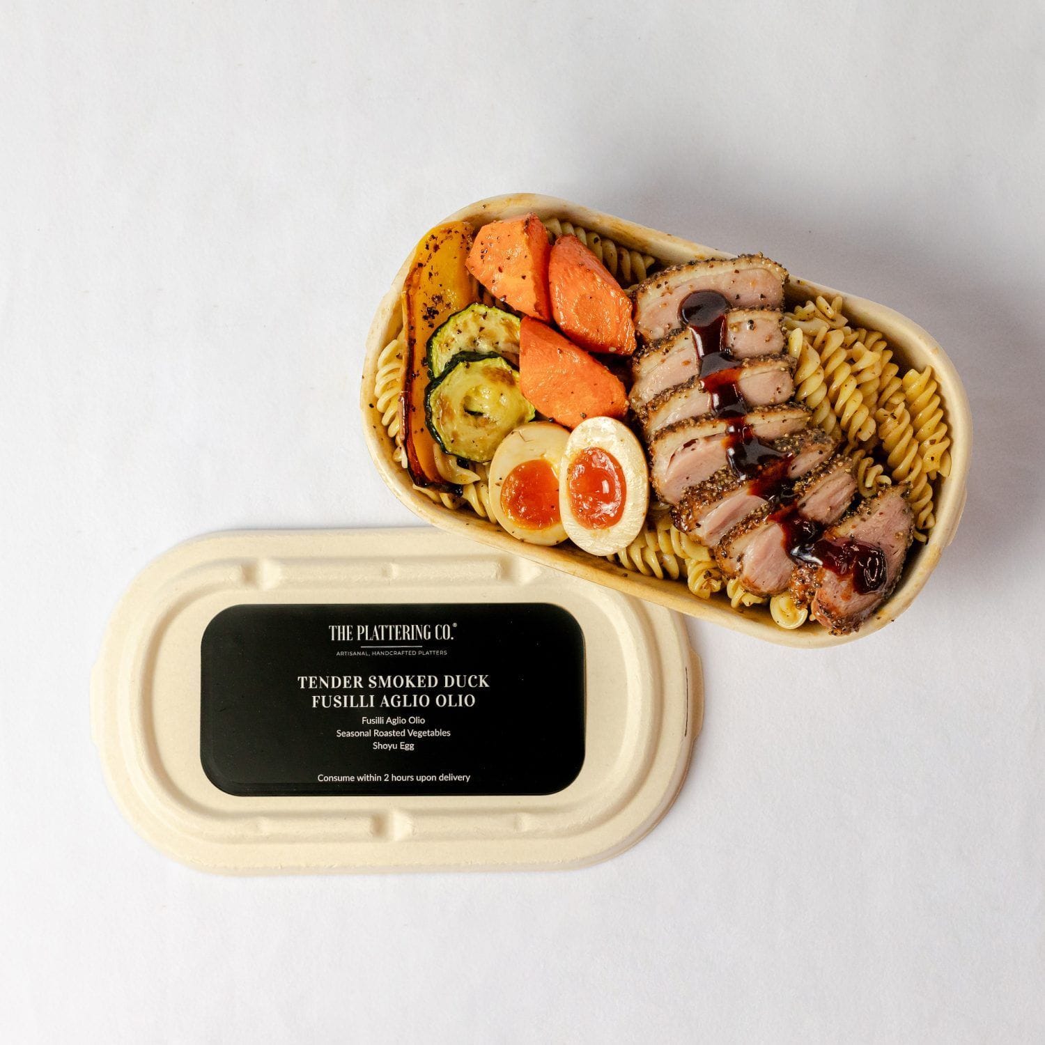 Tender Smoked Duck with Fusilli Aglio Olio Bowl